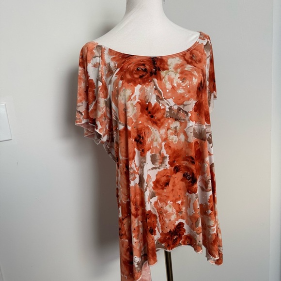 Floral Print Women's Top tropical fairy bling grunge boho XL - Picture 3 of 6